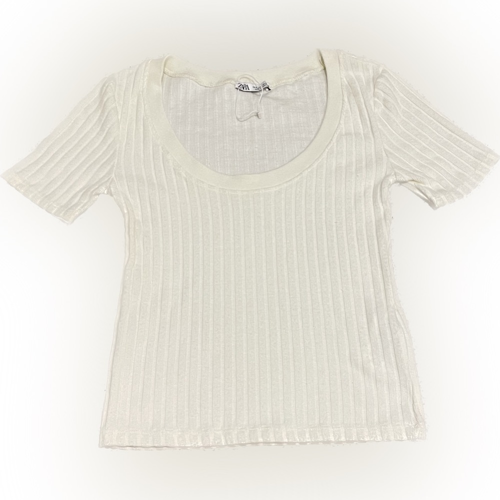 Zara Ribbed Short Sleeve Top